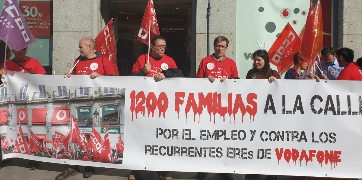Concentracin del 2 da de huelga contra el ERE de Vodafone. Puerta del Sol