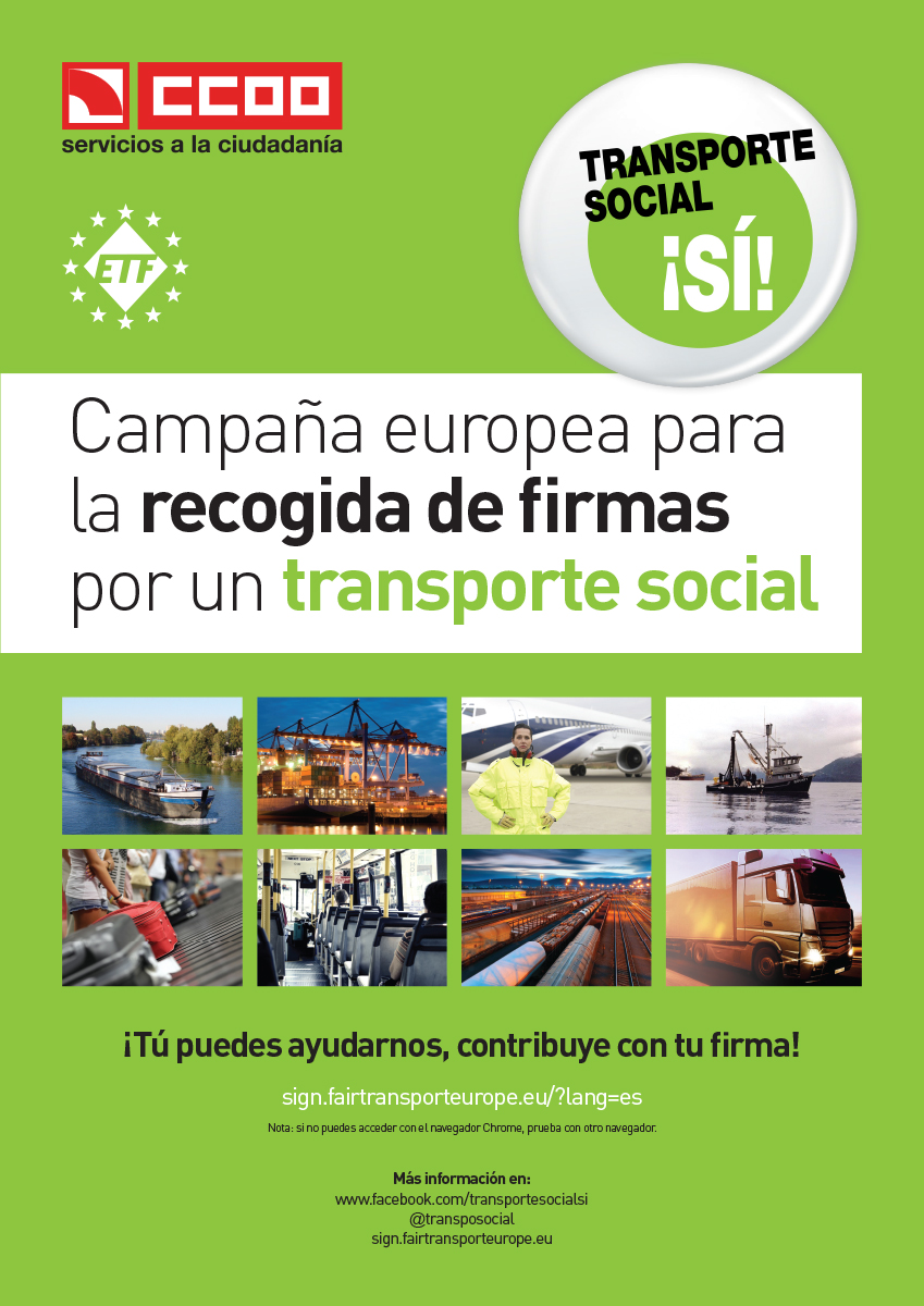  Campaa europea para la recogida de firmas por un transporte social - CARTEL
